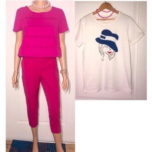Vintage J Crew City fit cropped pink pants 8 with 2 Medium tops